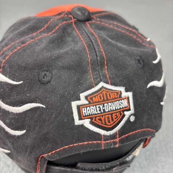 Harley-Davidson Kids OSFM Hat Cap Strap Back Black Orange Flames Screamin' Eagle - Picture 7 of 9